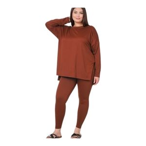 🔥Restock🔥Zenana Plus Size Casual 2 Pc Lounge Wear Pants Set (DK Rust) 1X,2X,3X